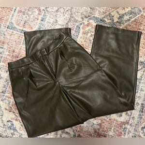 Express Olive Leather Trousers